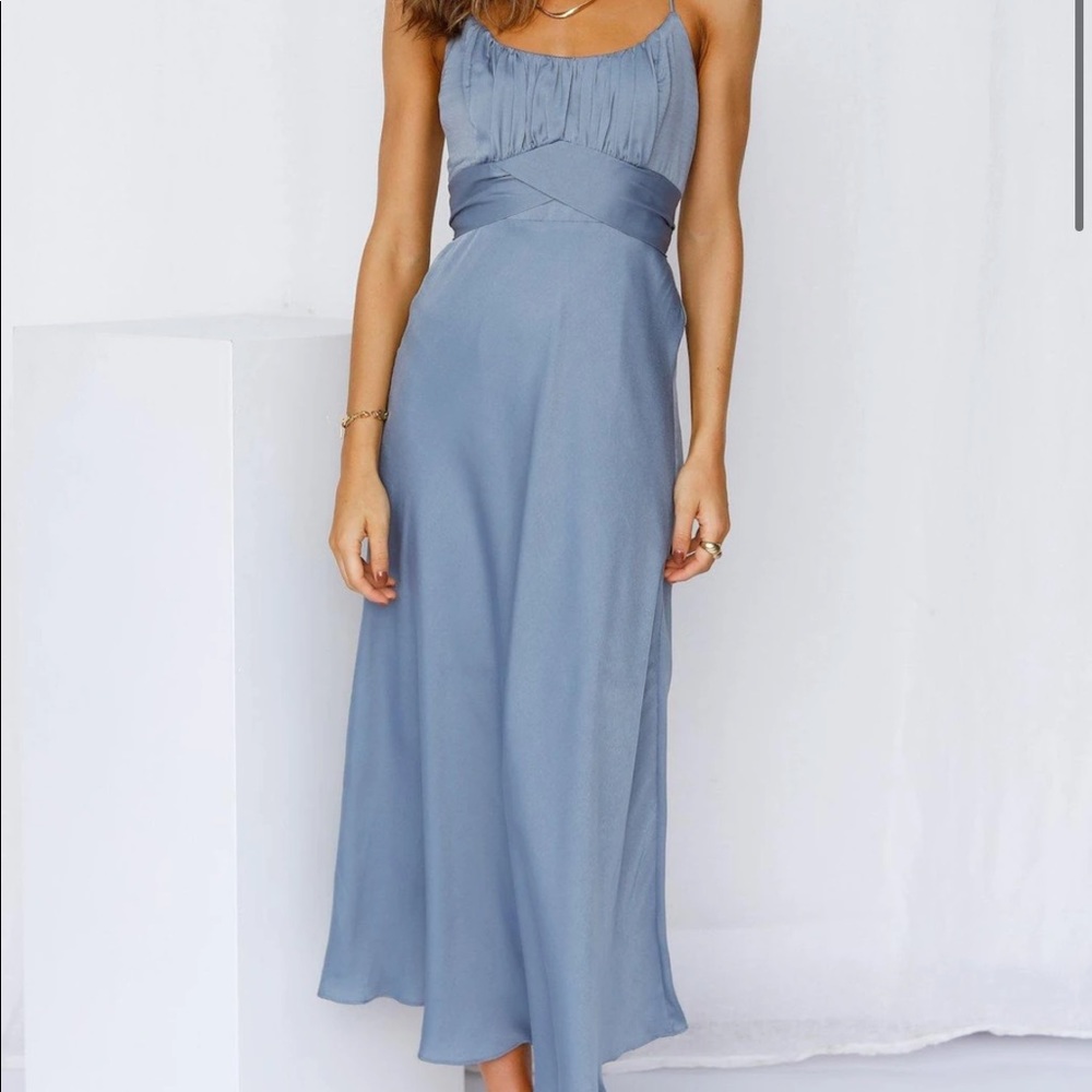 Jane Midi Dress Dusty Blue